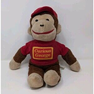 Vintage Knickerbocker Curious George Plush 13" Monkey Stuffed Animal Shirt Hat